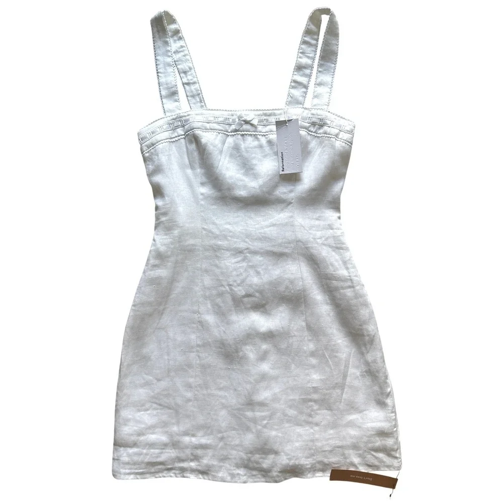 NWT Reformation Elana Linen Mini Dress White LWD 4 - Picture 7 of 11
